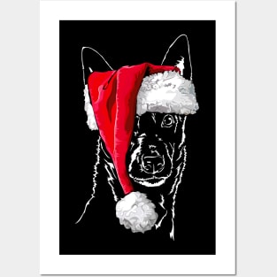 Australian Kelpie Santa Christmas dog mom gift present Posters and Art